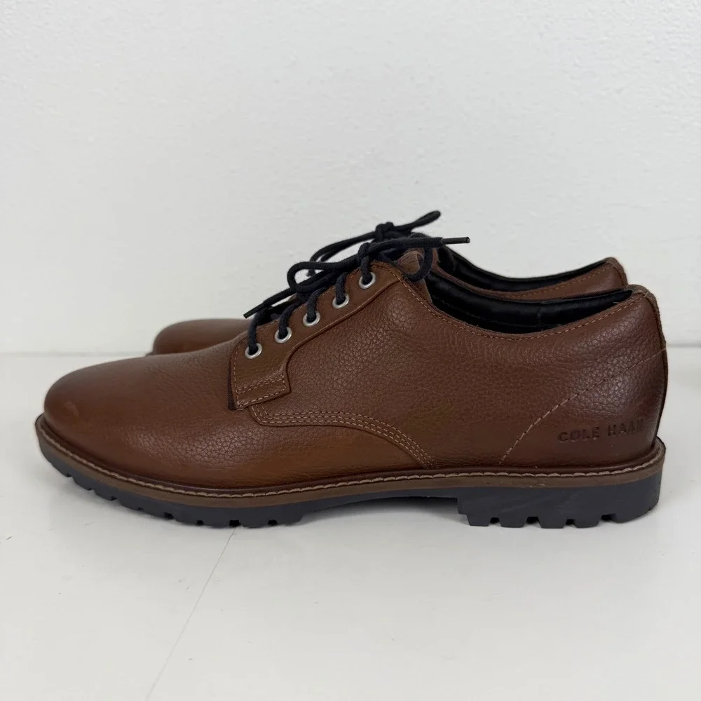 Cole Haan‎ Grand.OS Mens 9 M Brown Leather Water Resistant Derby Shoes